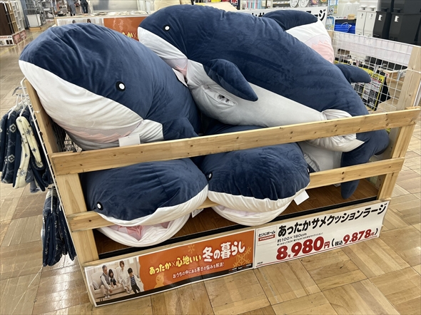 ビバホームで販売されている着用できるサメのクッション