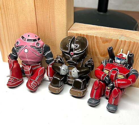 粘土製のズゴック・アッガイ・ガンキャノン