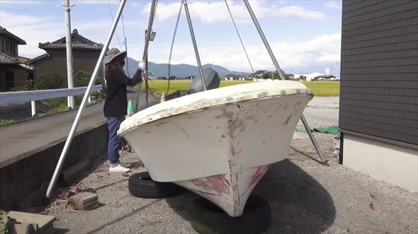 港で沈みかけていたヤマハ和船を妻がレストアしたら