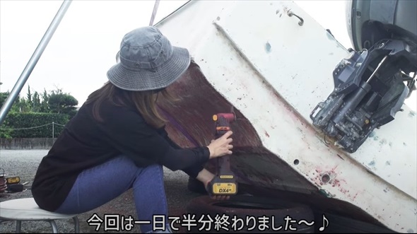 港で沈みかけていたヤマハ和船を妻がレストアしたら