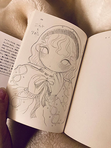 マイブックの中面にイラストを描いたところ