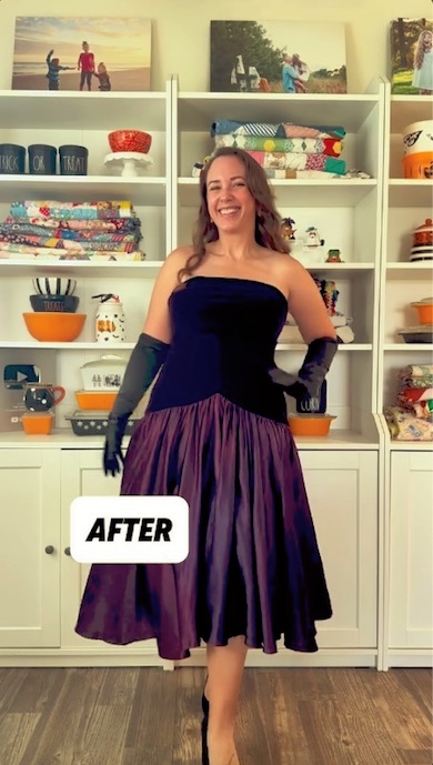 スッキリとしたシルエットが美しいドレスに変身！