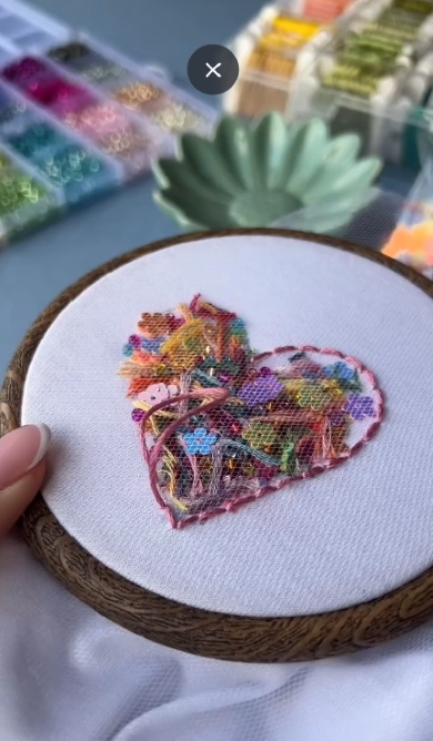 ハート型に縫い付ける