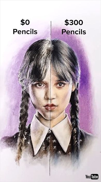 “0円”の画材でウェンズデーを描いたら……