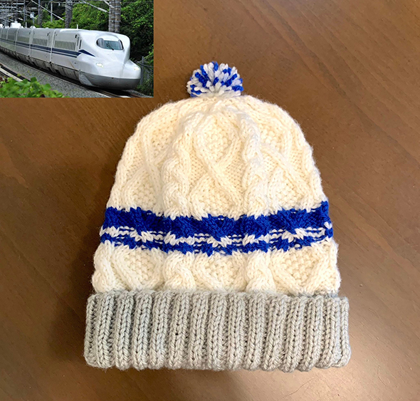 新幹線 E5系 はやぶさ 大好き 息子 編み物 手編み 3点セット ニット帽 手袋 マフラー