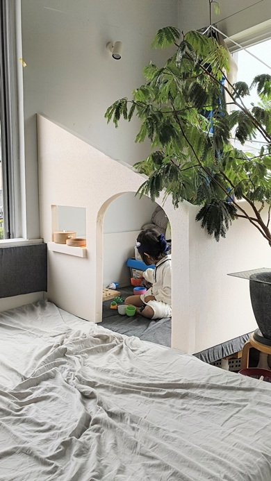 おうちがほしい子供に作った小屋が素敵