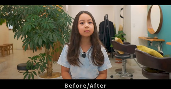 8歳女の子が美容室で変身