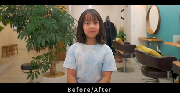 8歳女の子が美容室で変身