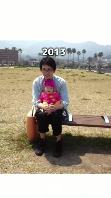 パパとまだ赤ちゃんだった長女の2ショット