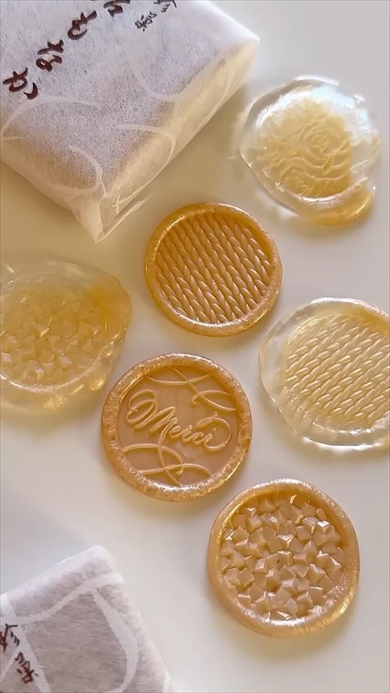 話題のスイーツ・飴もなかをシーリングスタンプで再現