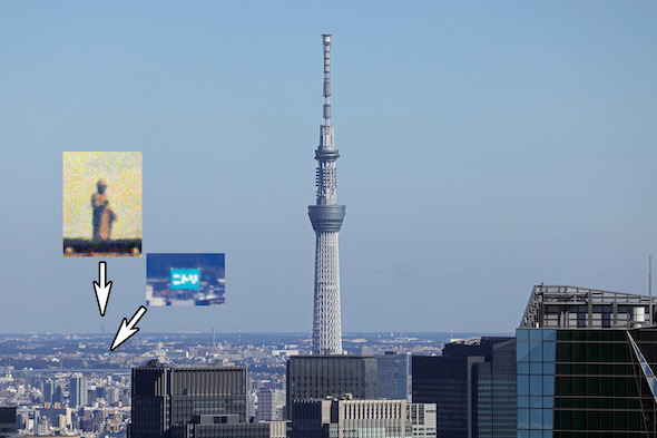 ヒルズから見える牛久大仏とニトリ