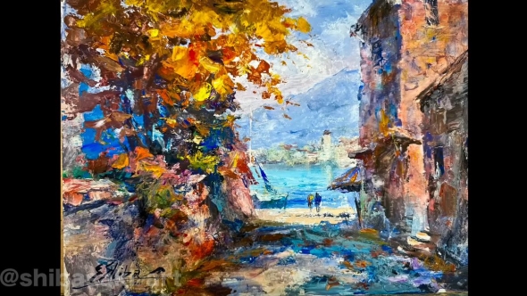 完成した水彩画