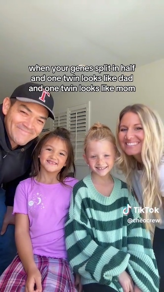 それぞれお父さん似とお母さん似の二卵性双生児