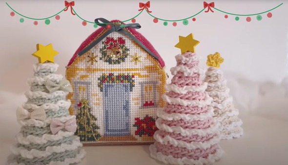 余った糸でクリスマスツリーを編む