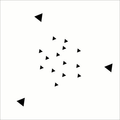 小さな三角形の集まりと3個同時に出現した大三角形