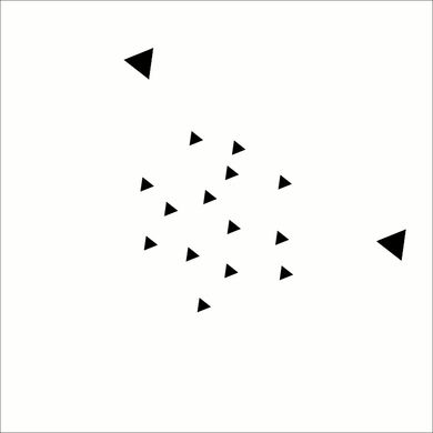 小さな三角形の集まりと2個の大三角形