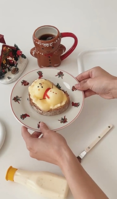 雪だるまトーストが完成