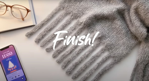 輪針で編むマフラーの編み方