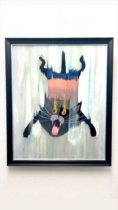 死ぬ程可愛い猫の油絵(^^) 覗き見4」 S0 H180×W180mm 