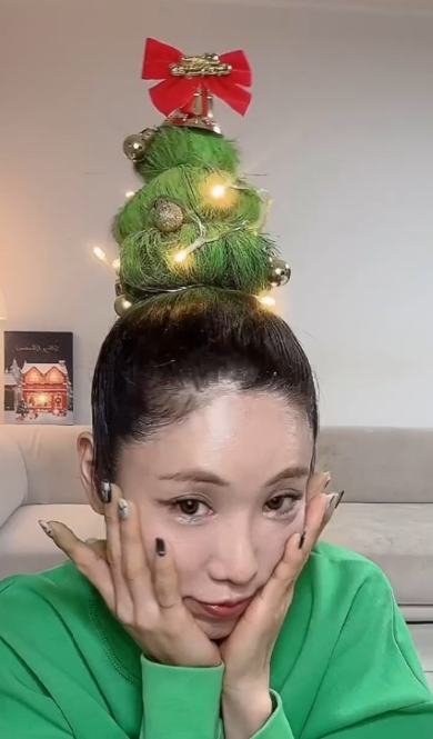 X'Masツリー風のヘアスタイル
