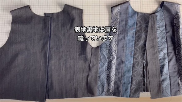残り布でリバーシブルベスト