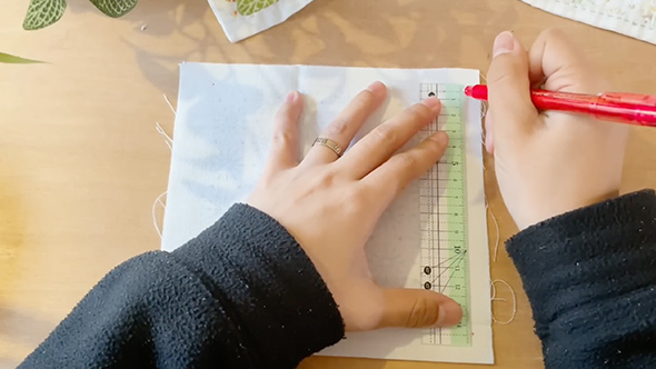 ミニ花ふきんの仕立て方と刺し方