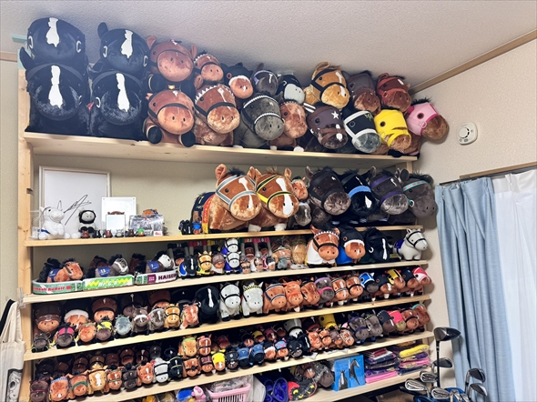 ぬいぐるみの棚が崩れて大惨事