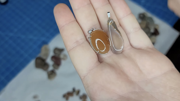 水晶とシトリンのペンダントヘッド