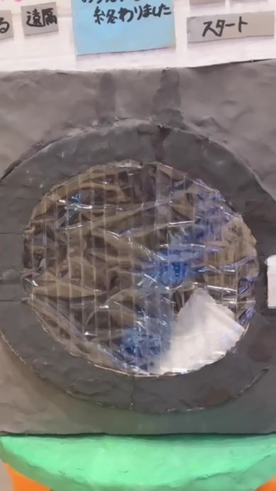 自作した洗濯機内部で水が出てくる様子