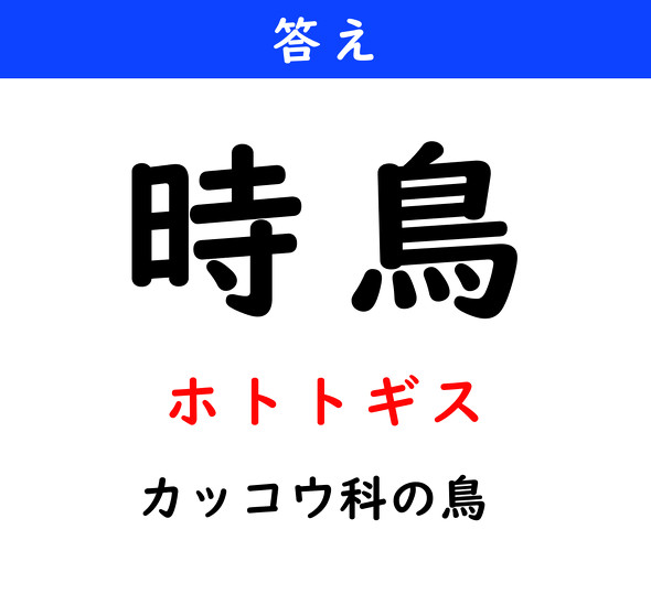 漢字クイズ　難読漢字　時鳥