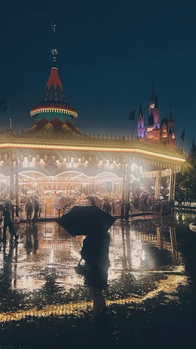 雨夜のディズニーランド