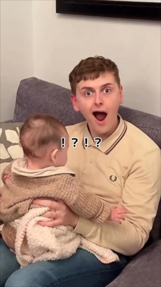 びっくりするパパ