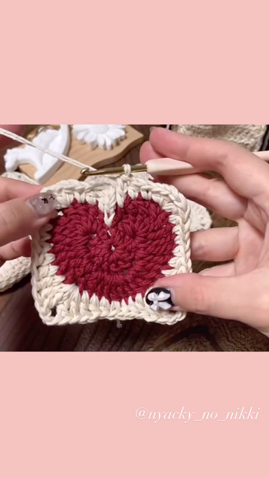 ハートのモチーフの編み方