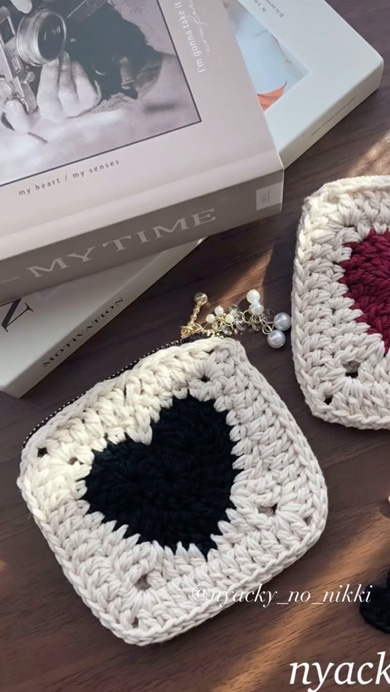 ハートのモチーフの編み方