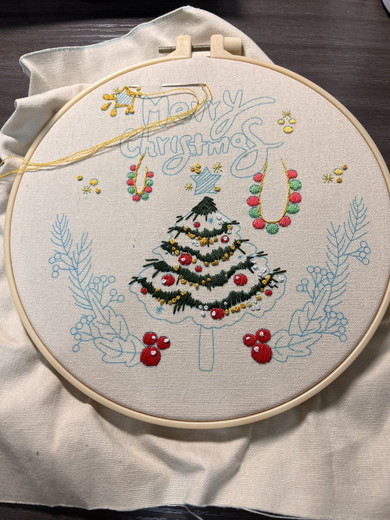 刺しゅうキットの途中