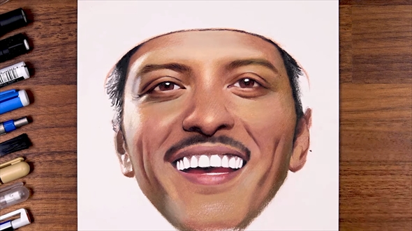 色鉛筆で描くリアすぎるブルーノ・マーズ
