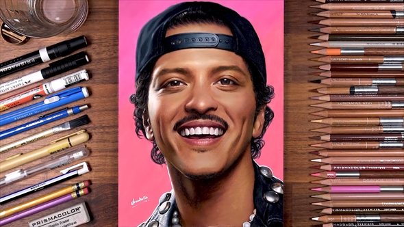 色鉛筆で描くリアすぎるブルーノ・マーズ