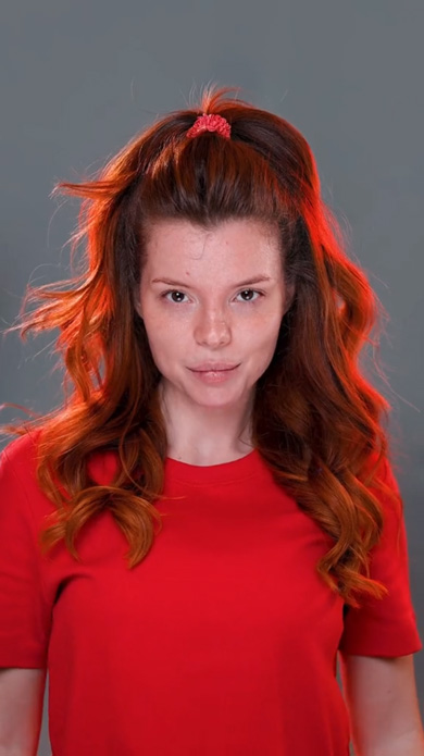 すっぴんから強めメイクに大変身