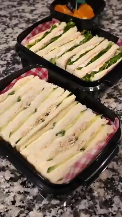 ボリュームたっぷりのサンドイッチ弁当が完成！