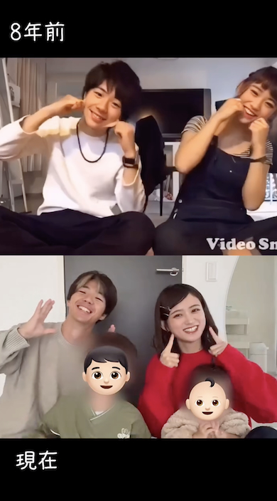 かわいく揺れる2人