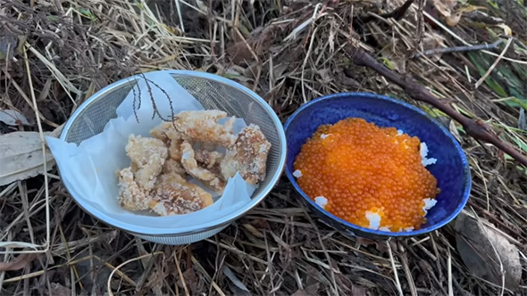 唐揚げとイクラ丼