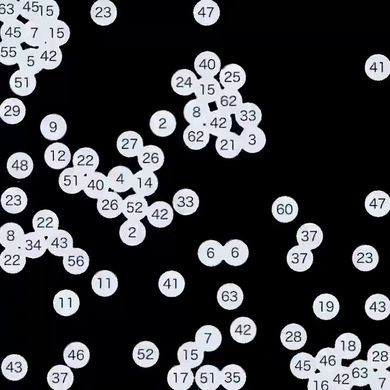 数字の間に引力と斥力が発生するプログラムを実行した結果数字グループがぶつかり合う