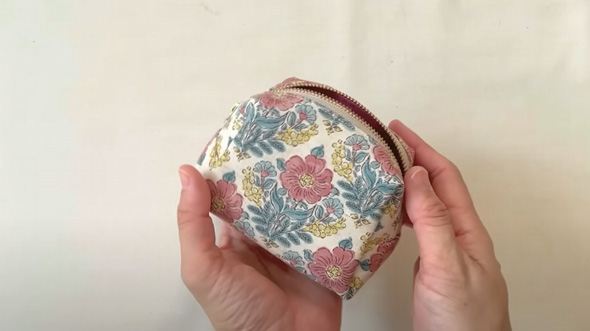 はぎれ 16センチファスナー 台形 ボックス ポーチ 作り方