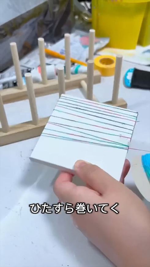 絵画(糸を使って描いた絵) 1本の糸で作った作品の思わぬ美しさが200万再生 「めちゃくちゃ