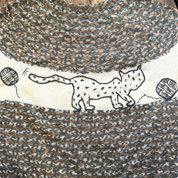 レオパード柄の手編みのセーター