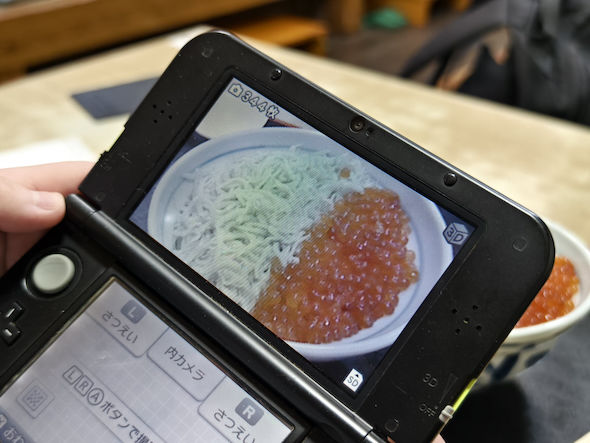 海鮮丼を3DSで撮影