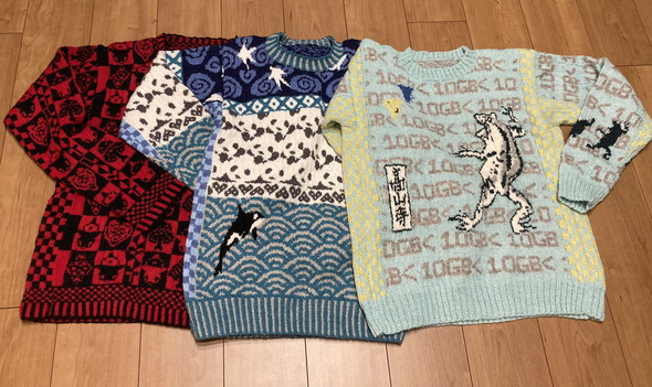 手編みのセーター作品3点