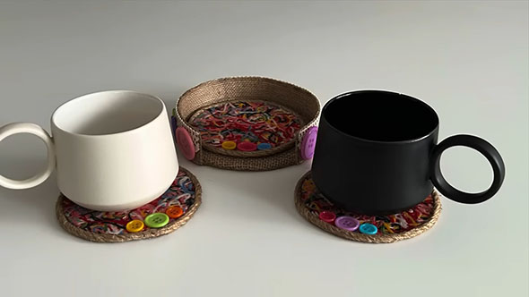 毛糸くずリサイクルのコースター