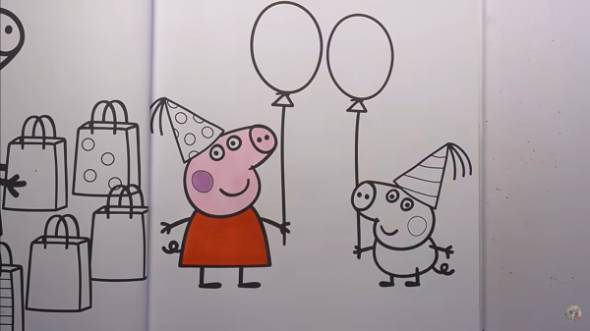 ペッパピッグの塗り絵をホラーアーティストが塗る
