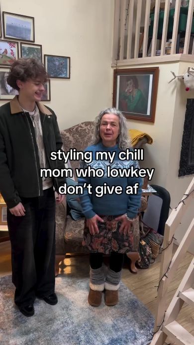 お母さんの服を息子がスタイリング